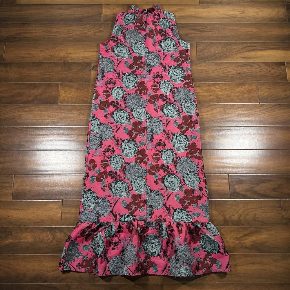 Abbey Glass Women's Size XL Pink Black Floral Jacquard Camille Gown Dress - Picture 8 of 11